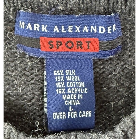 Vtg Mark Alexander Men's Silk/Wool Blend Argyle Preppy GrandpaCore Sweater Lg - Picture 4 of 4